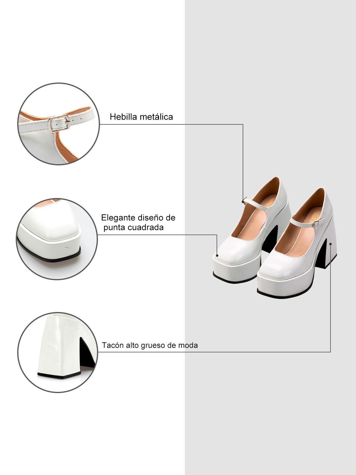 Zapato Taco Alto Blanco Casual YL51 Weide-5