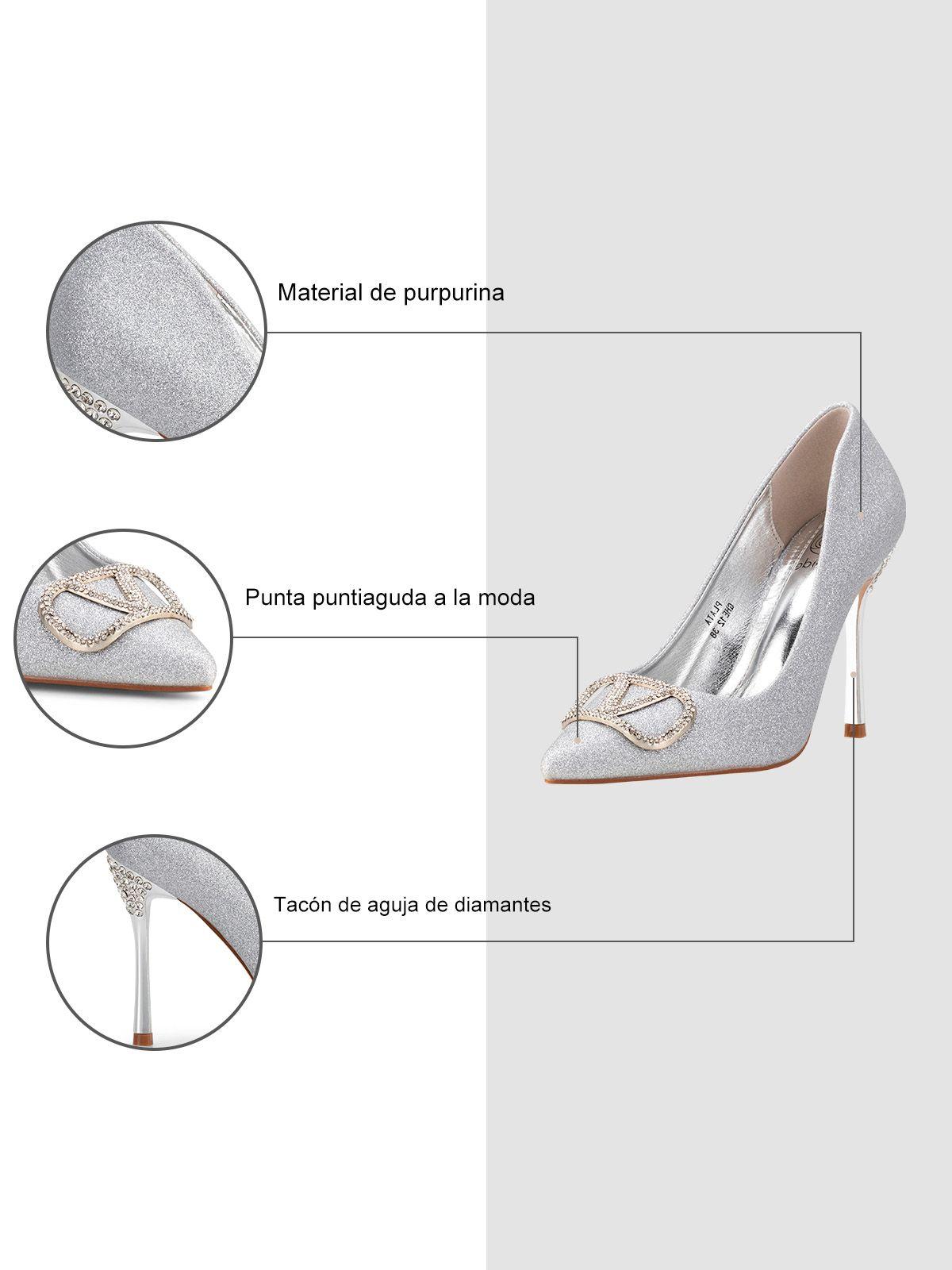 Zapatos Taco Alto Plateado Fiesta GHE12 Weide-5