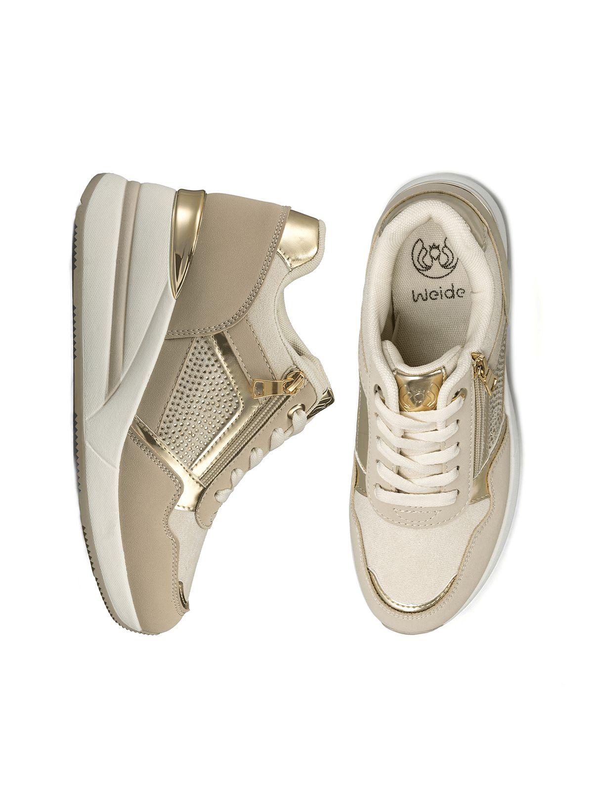 Zapatilla Deportiva Taco Cuña Malla Mujer Weide JLL61-2