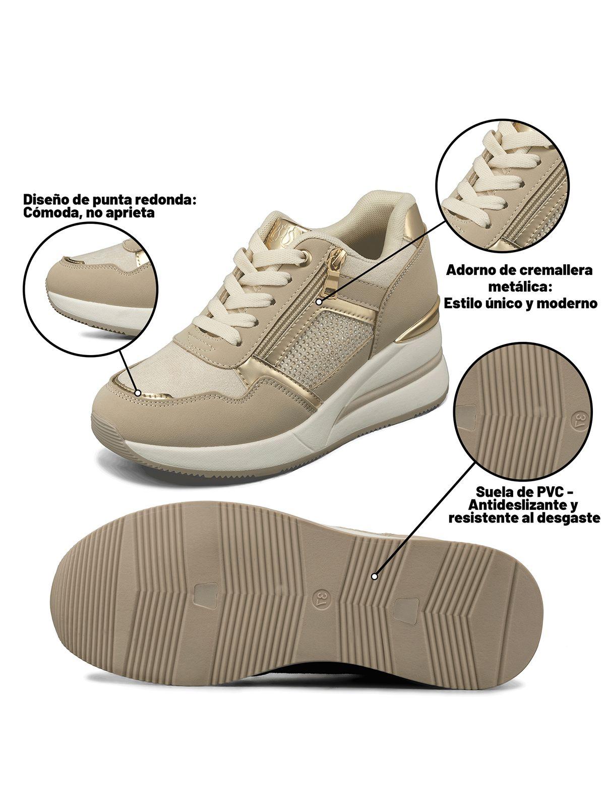 Zapatilla Deportiva Taco Cuña Malla Mujer Weide JLL61-4