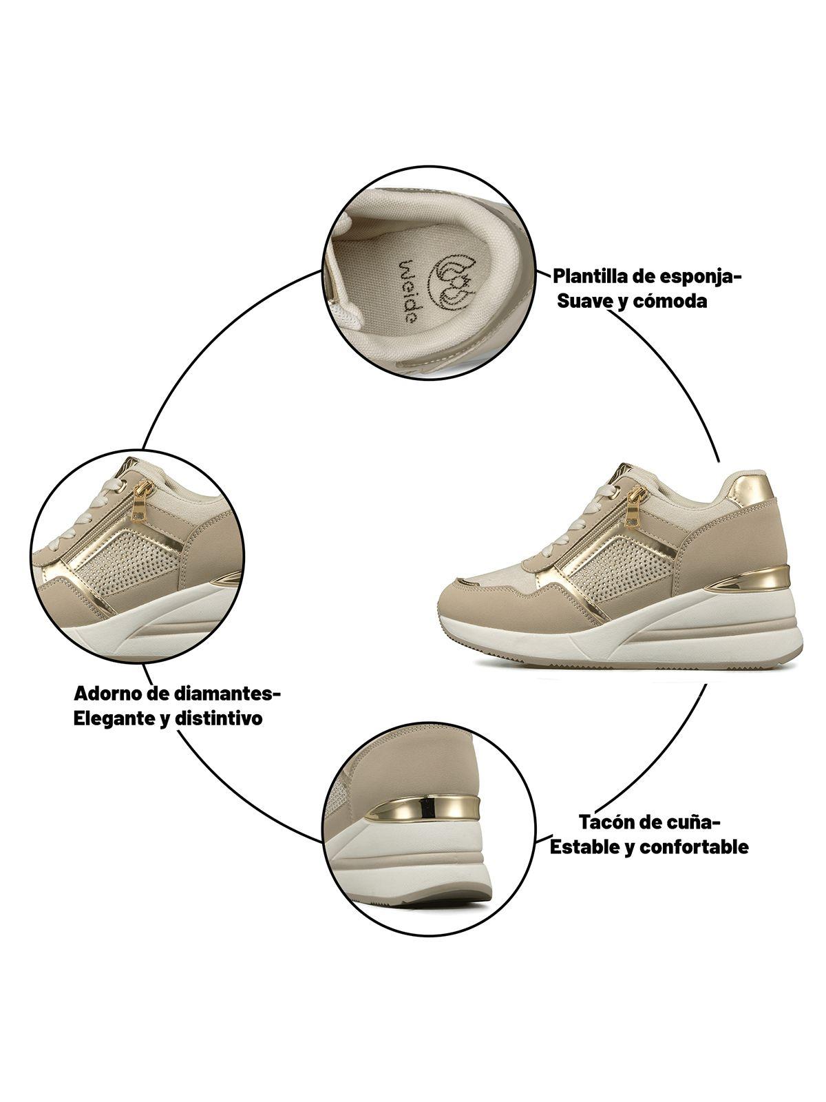 Zapatilla Deportiva Taco Cuña Malla Mujer Weide JLL61-5