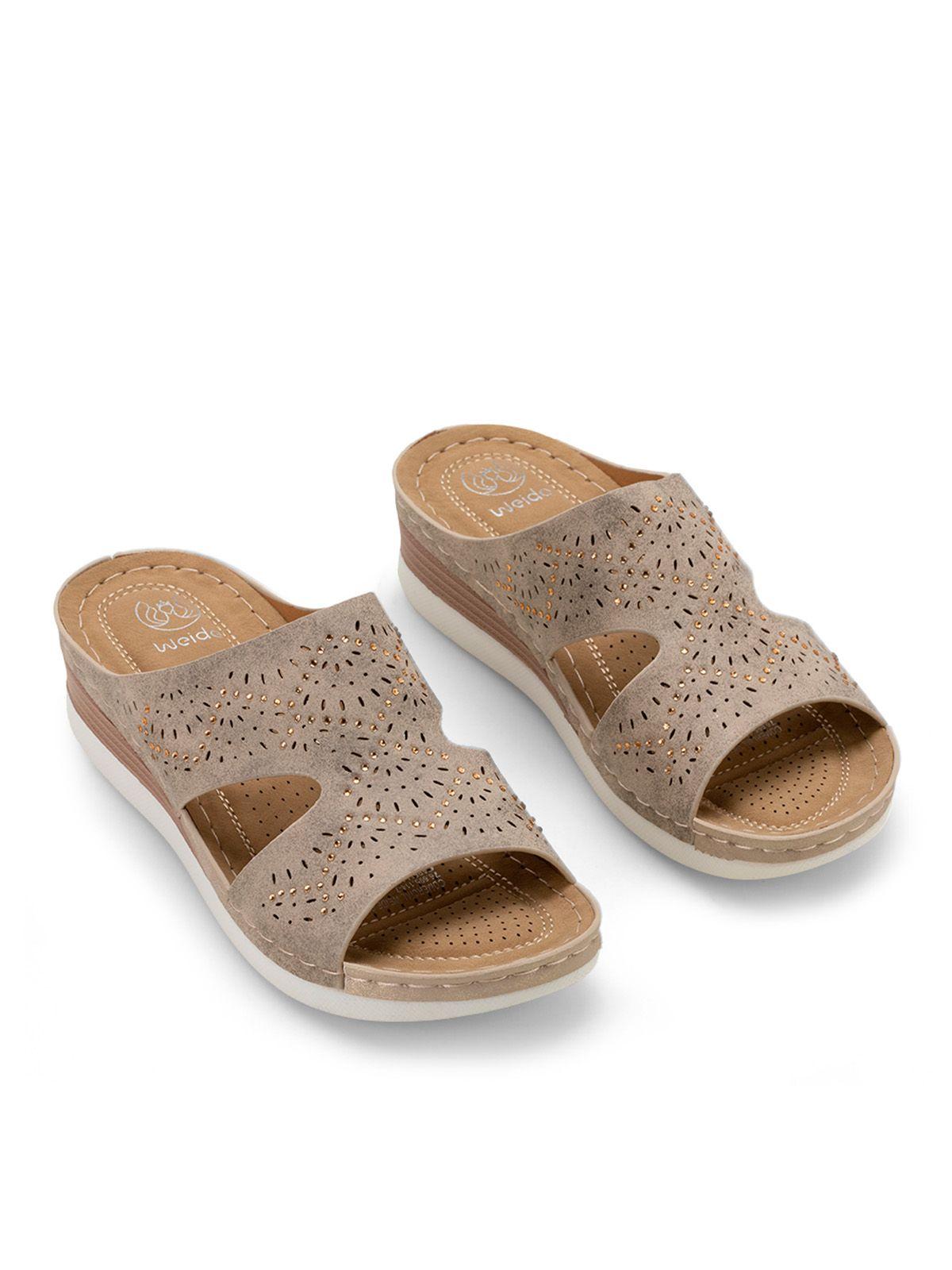 Sandalia Plataforma Beige Casual QIU307 Weide-2