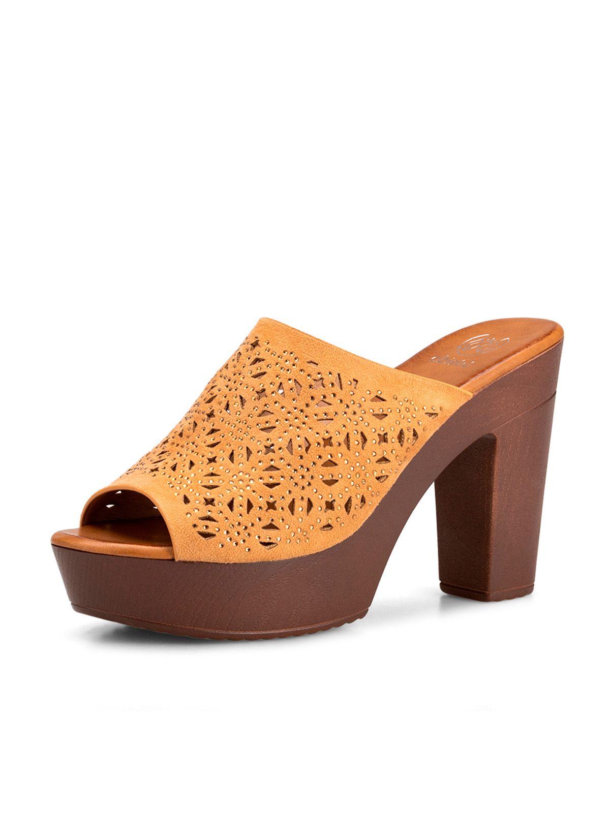Sandalia Taco Alto Caqui Casual QIU328 Weide-0