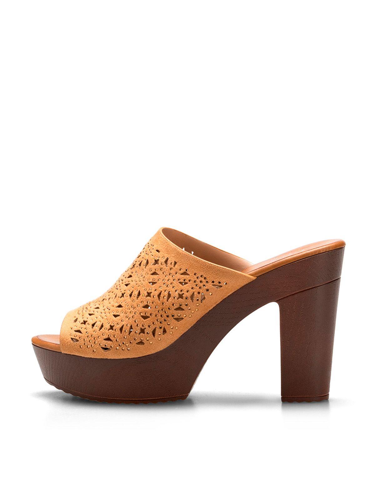 Sandalia Taco Alto Caqui Casual QIU328 Weide-1
