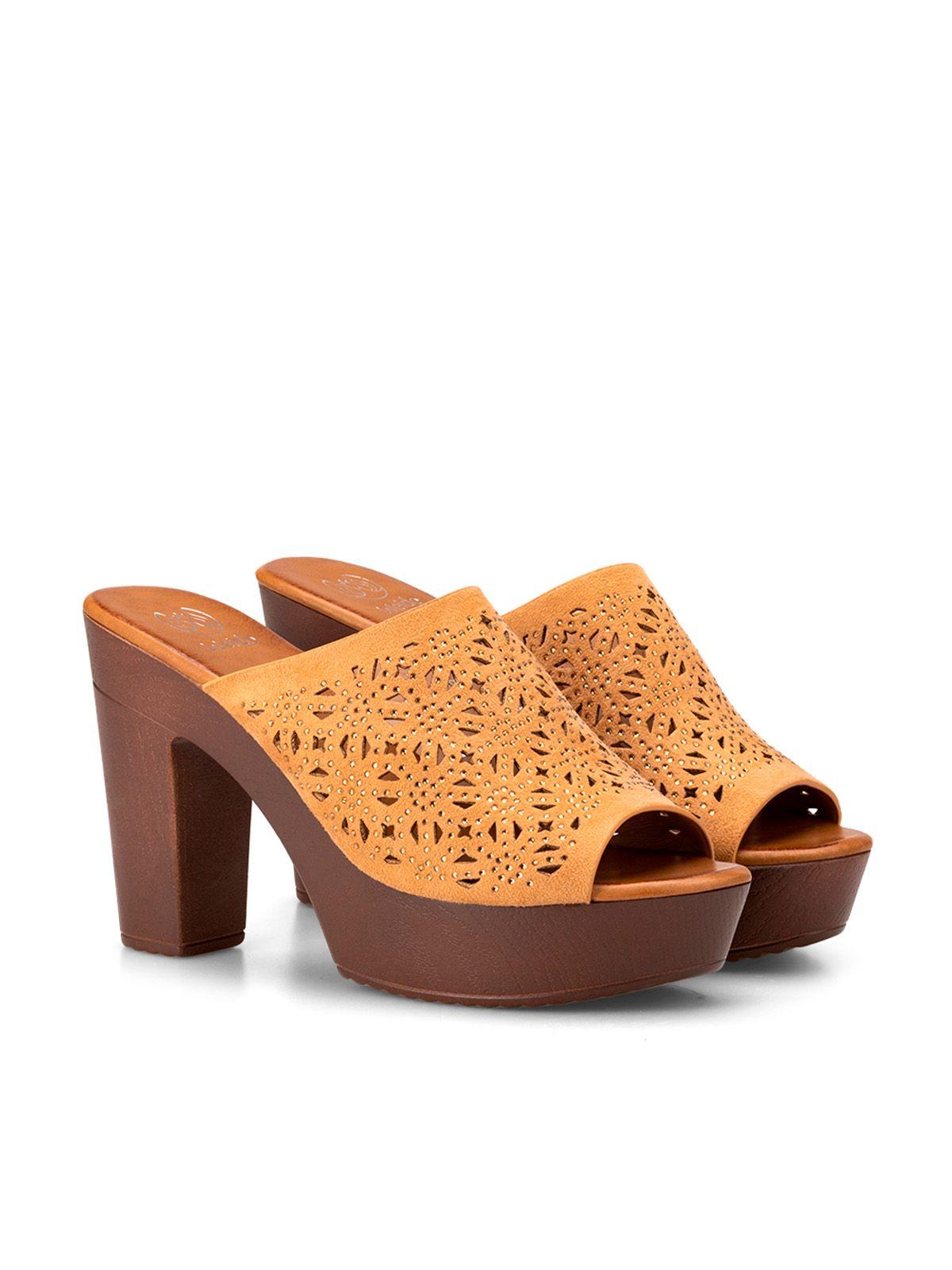 Sandalia Taco Alto Caqui Casual QIU328 Weide-2