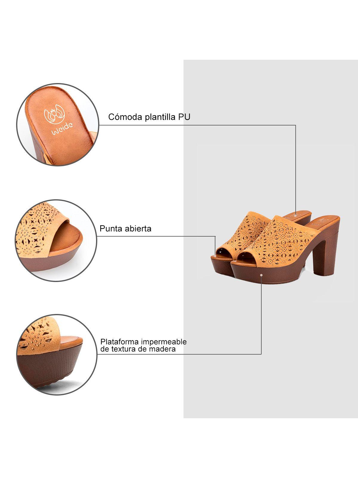 Sandalia Taco Alto Caqui Casual QIU328 Weide-5