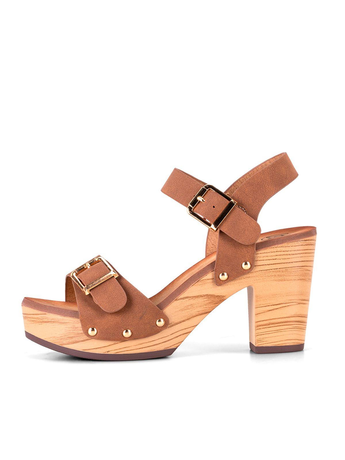 Sandalia Plataforma Camel Casual JS58 Weide-4