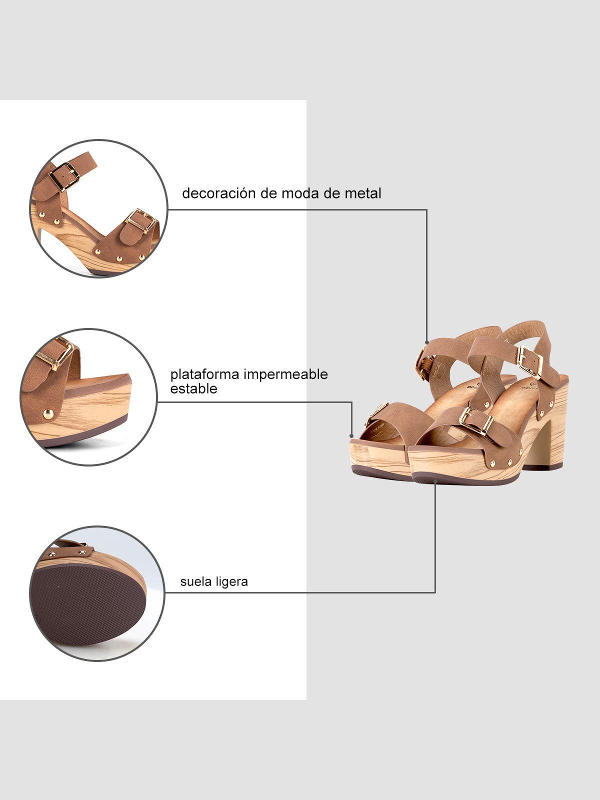 Sandalia Plataforma Camel Casual JS58 Weide-7