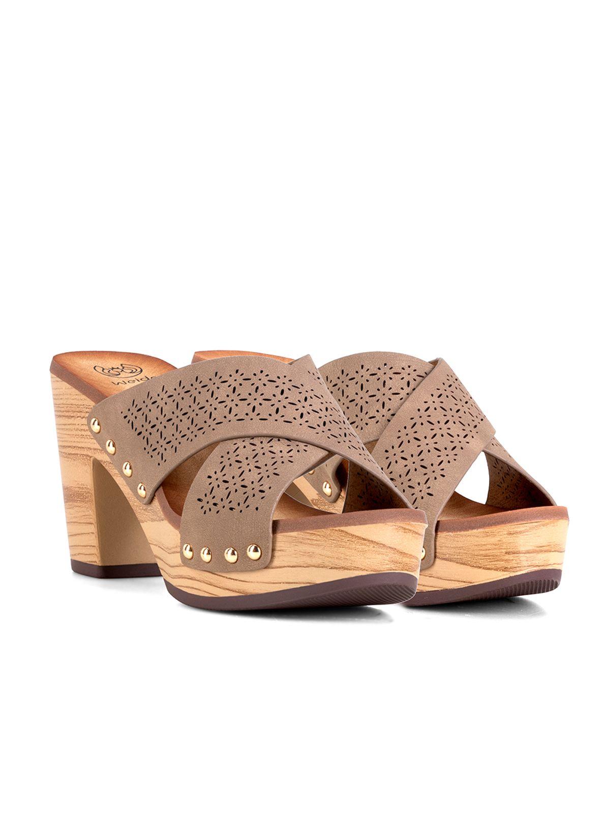 Sandalia Plataforma Caqui Casual JS59 Weide-2