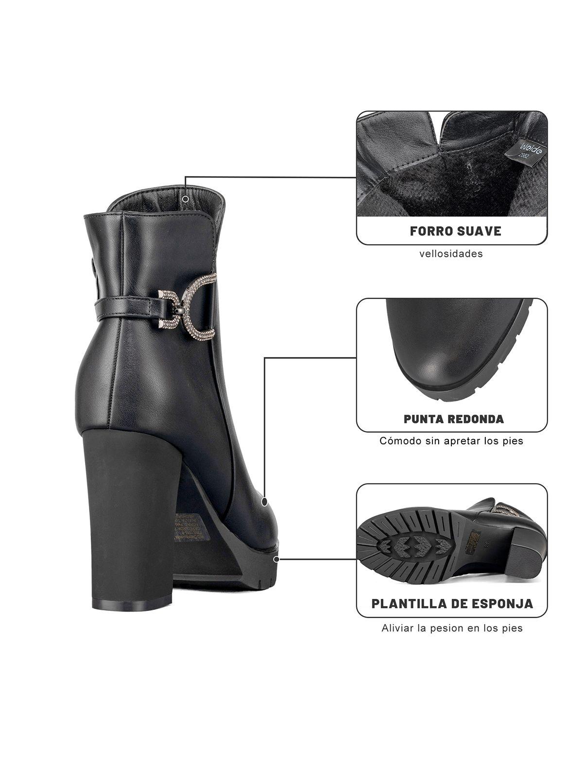 Botin Casual Mujer Eco Cuero Tacon Grueso Vintage Weide ZS62-7
