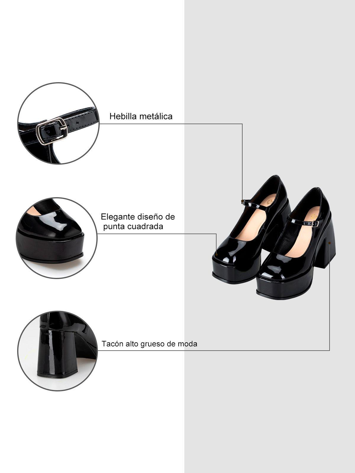 Zapato Taco Alto  Negro Casual YL51 Weide-5