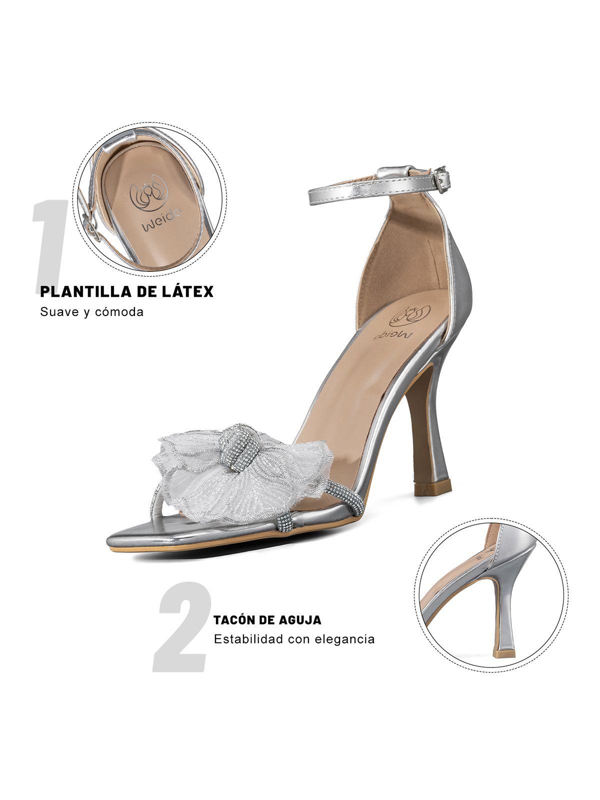 Sandalia Moda Taco Alto Punta Cuadrada Mujer Weide QIU383-7