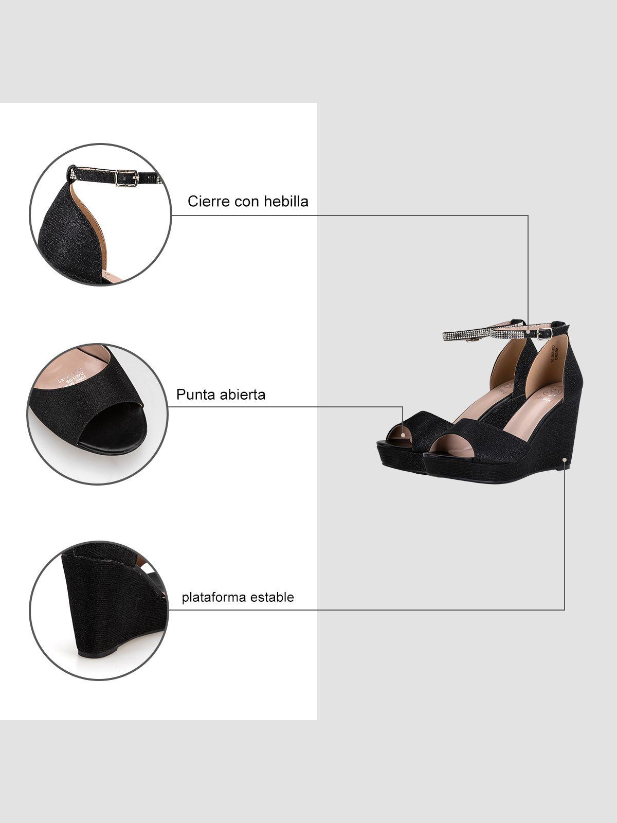 Sandalia Plataforma Negro Fiesta QIU320 Weide-5