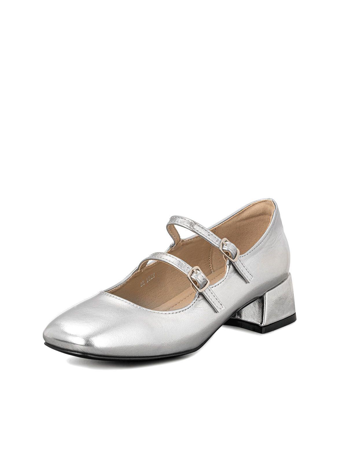 Zapatos Mary Jane Charol  Plateado Taco Mujer Weide YL66-0