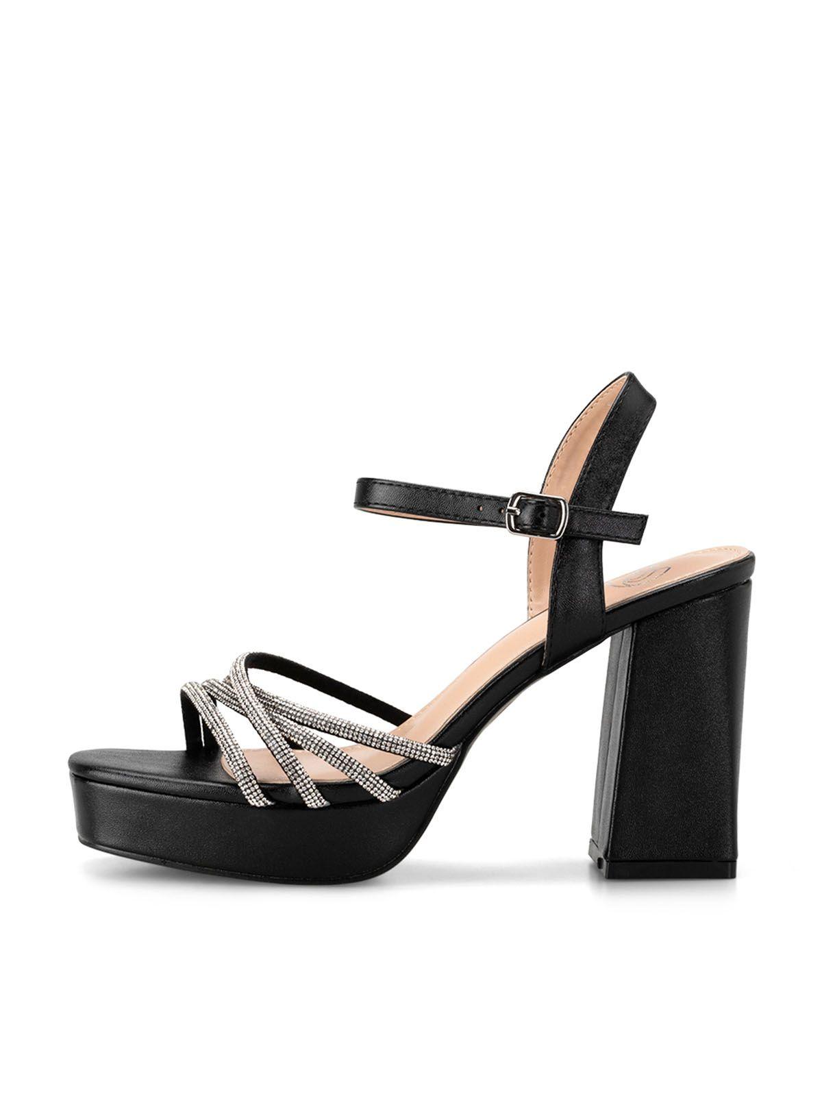 Sandalia Eco Cuero Taco Negro Fiesta Mujer Weide YOU205-2