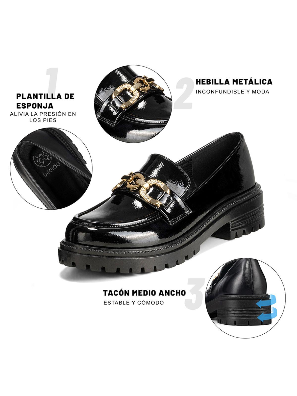 Mocasin Negro Formal Mujer Weide JN20-2-6