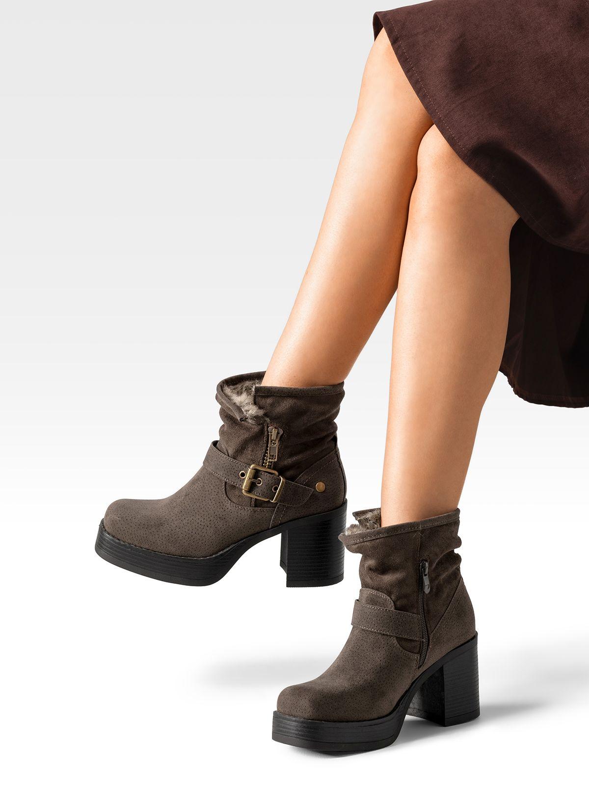 Botin Casual Mujer Taco Grueso Con Felpa Comodo Weide CZY608-2
