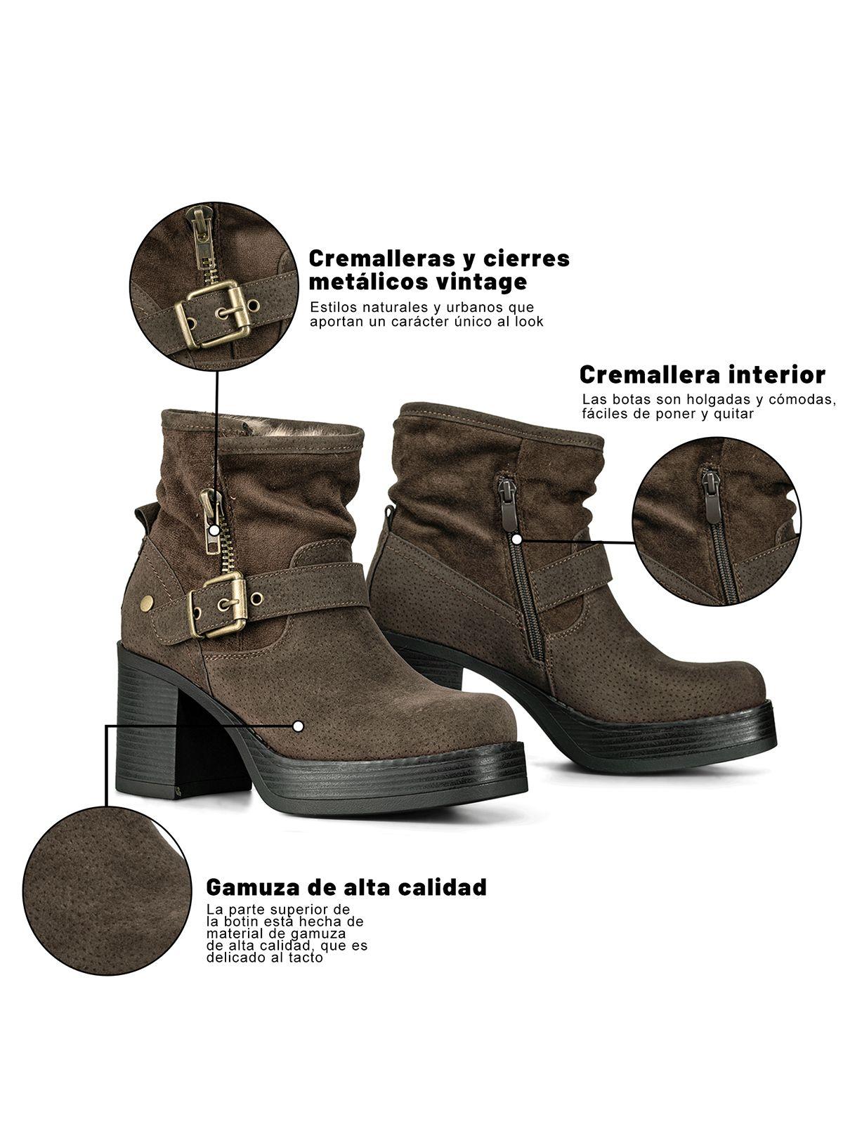 Botin Casual Mujer Taco Grueso Con Felpa Comodo Weide CZY608-7