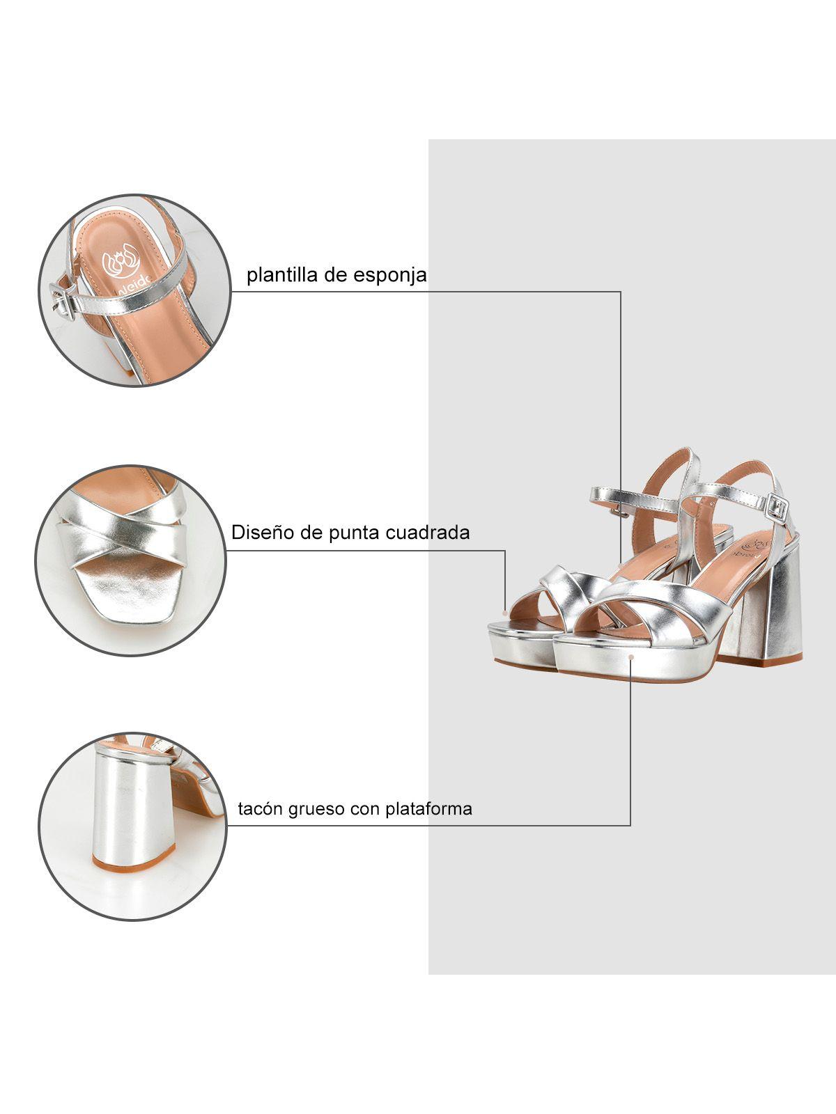 Sandalia Taco Plateado Fiesta DMT12 Weide-4