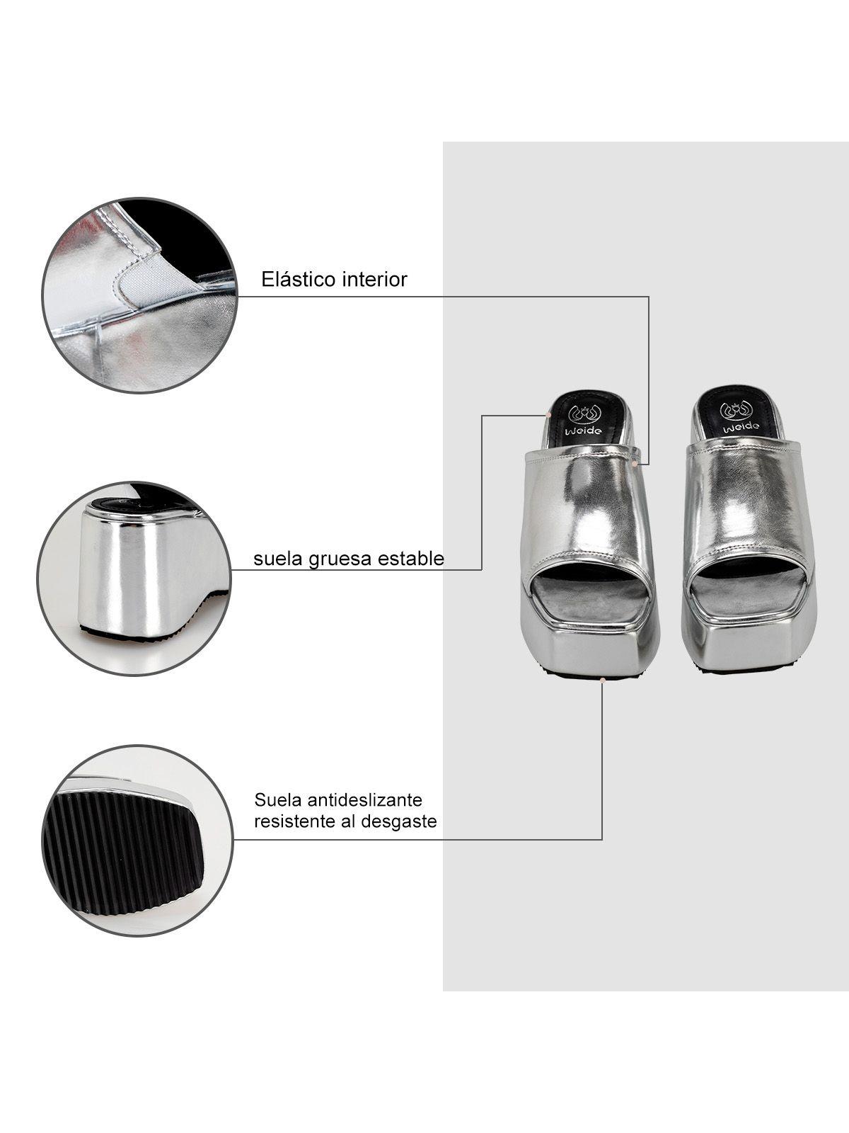 Sandalia Plataforma Plateado Casual LT103 Weide-5