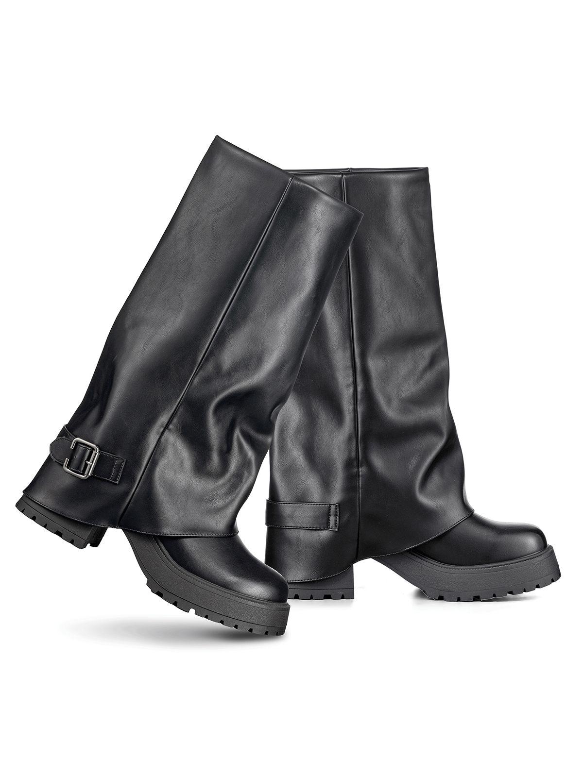 Botas Largas Mujer Negro Eco Cuero De Moda Weide CZY605-4