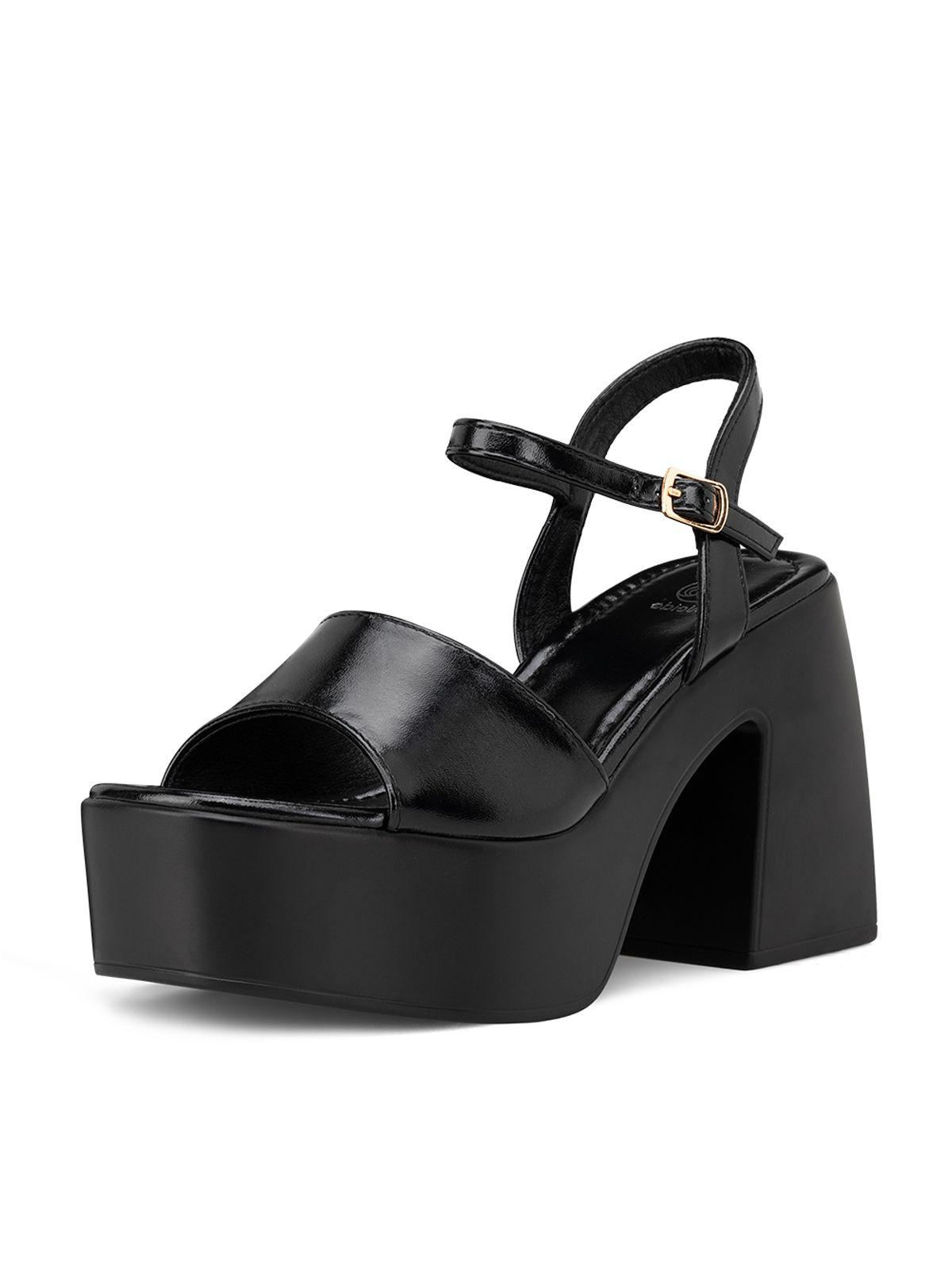 Sandalia  Negro Plataforma Tacones Alto Fiesta YJ22 Weide-0