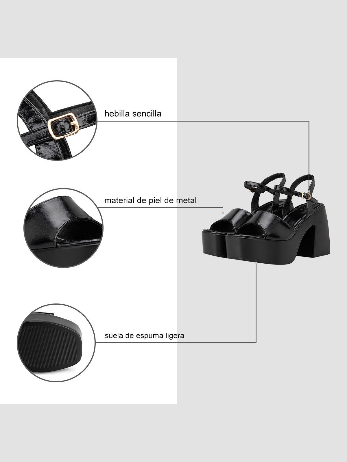 Sandalia  Negro Plataforma Tacones Alto Fiesta YJ22 Weide-5