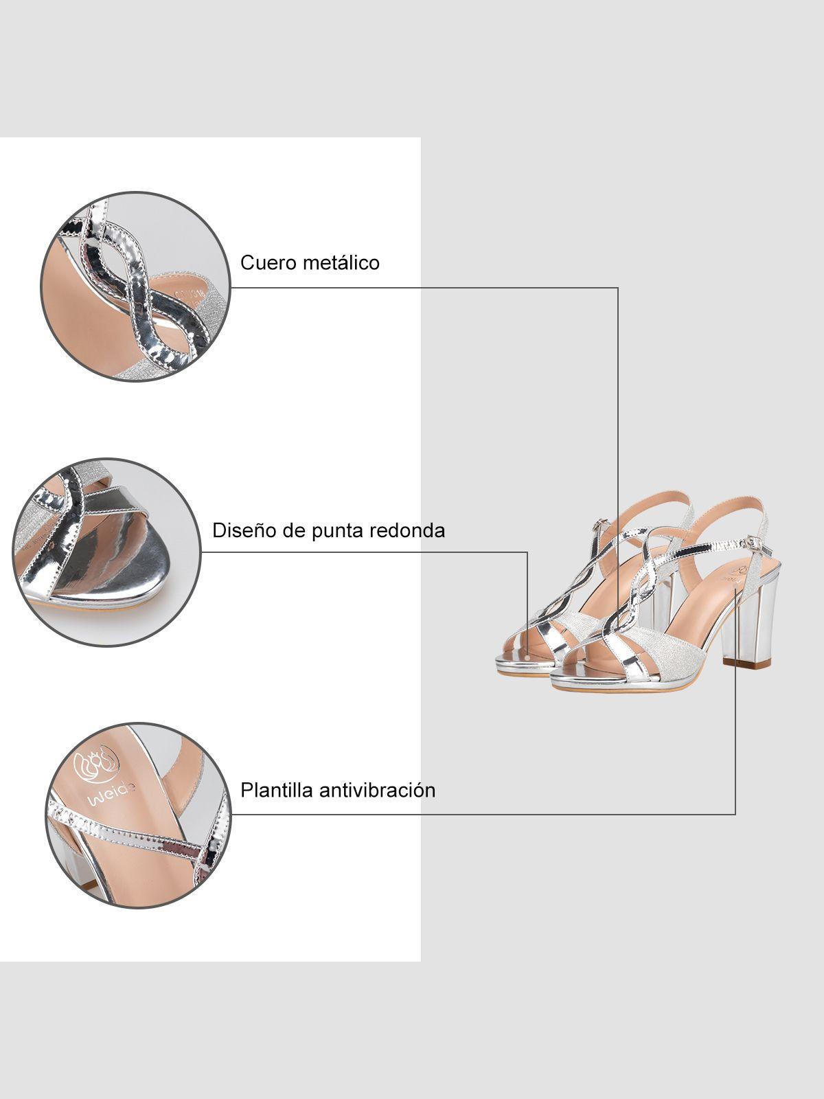 Sandalia Taco Plateado Fiesta QIU318 Weide-5