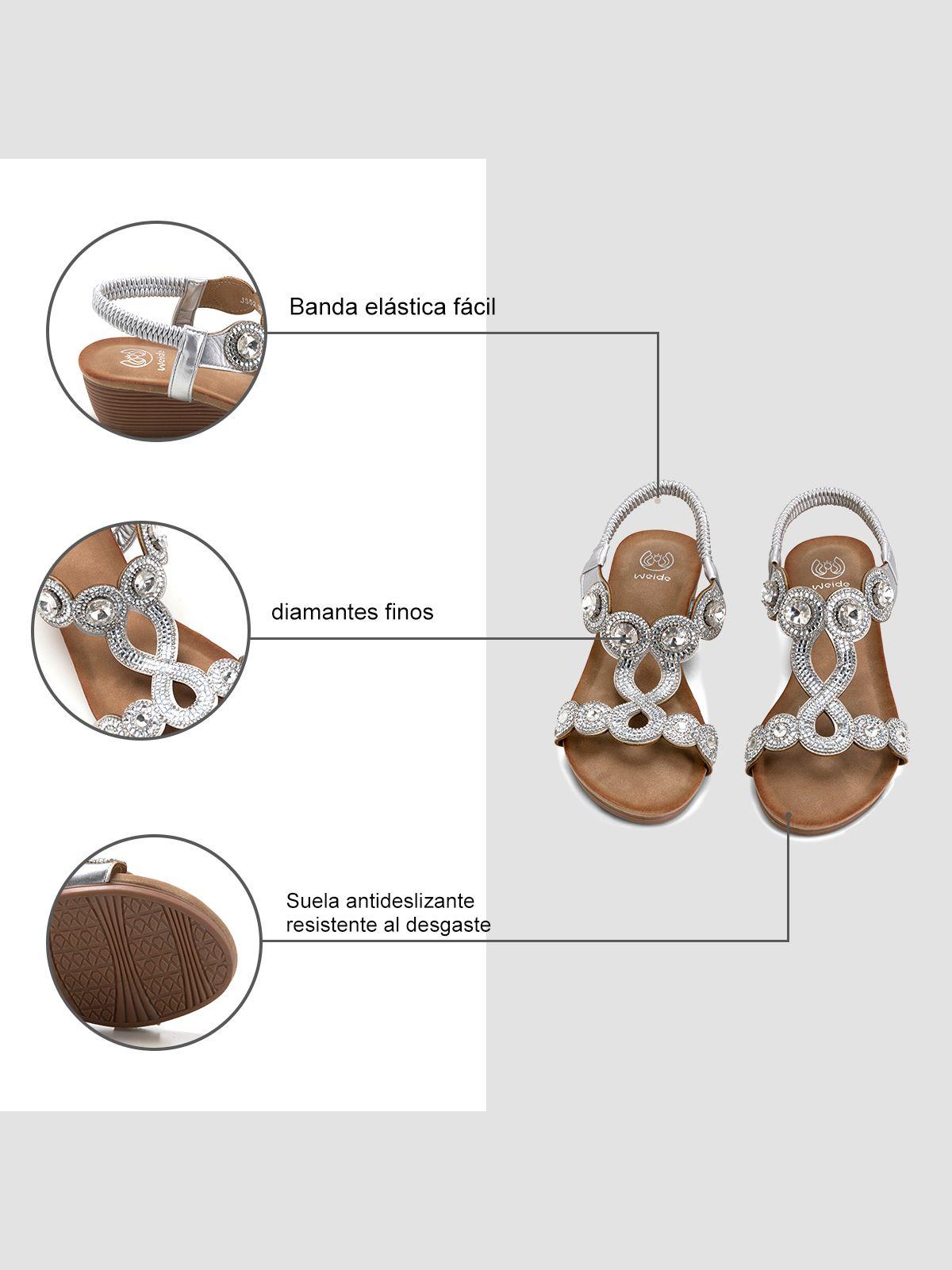 Sandalia Plana Plateado Casual JS52 Weide-5