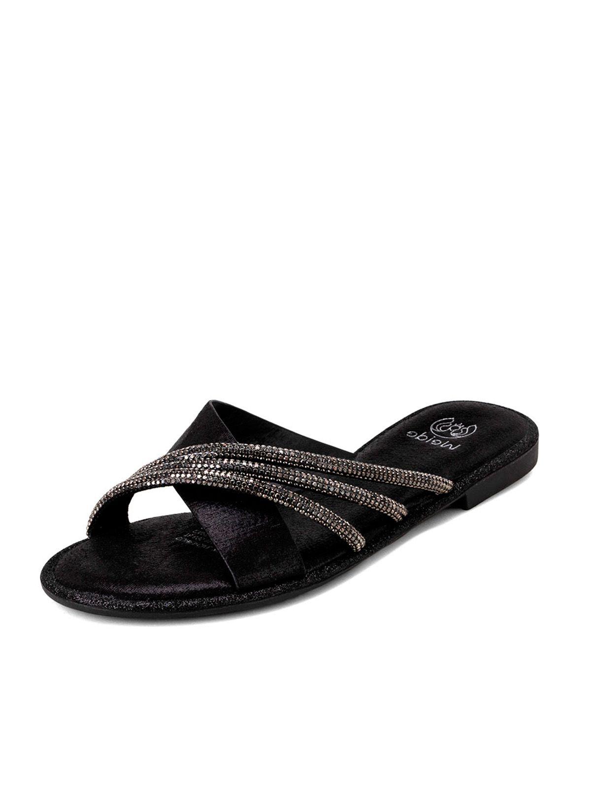 Sandalia Plana Negro Casual JN33 Weide-0