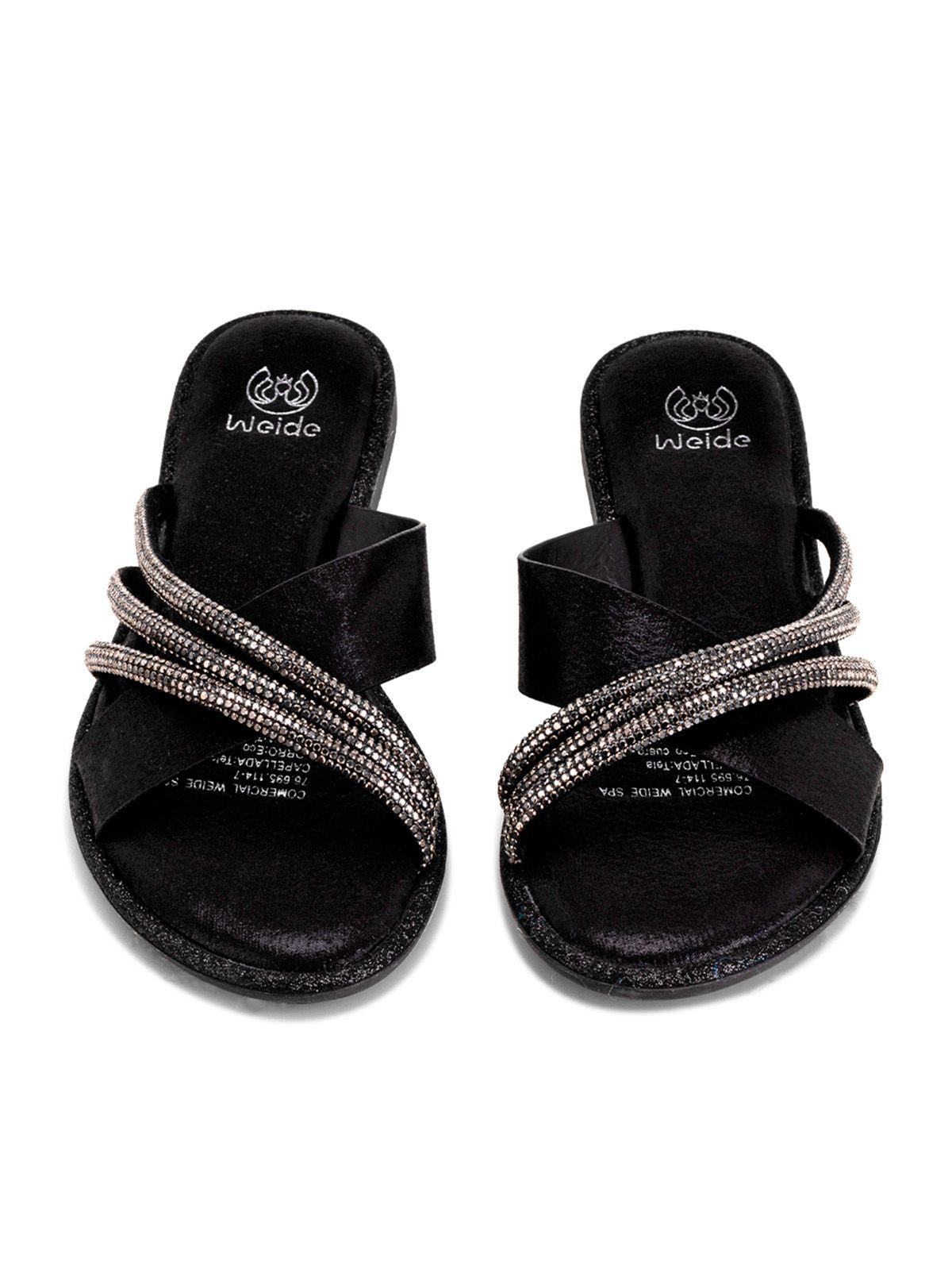 Sandalia Plana Negro Casual JN33 Weide-2