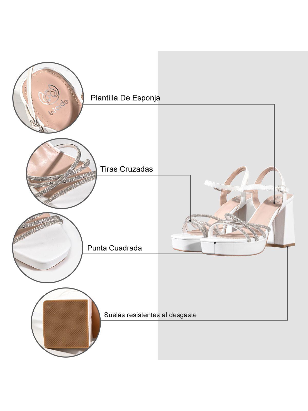 Sandalia Eco Cuero Taco Blanco Fiesta Mujer Weide YOU205-7