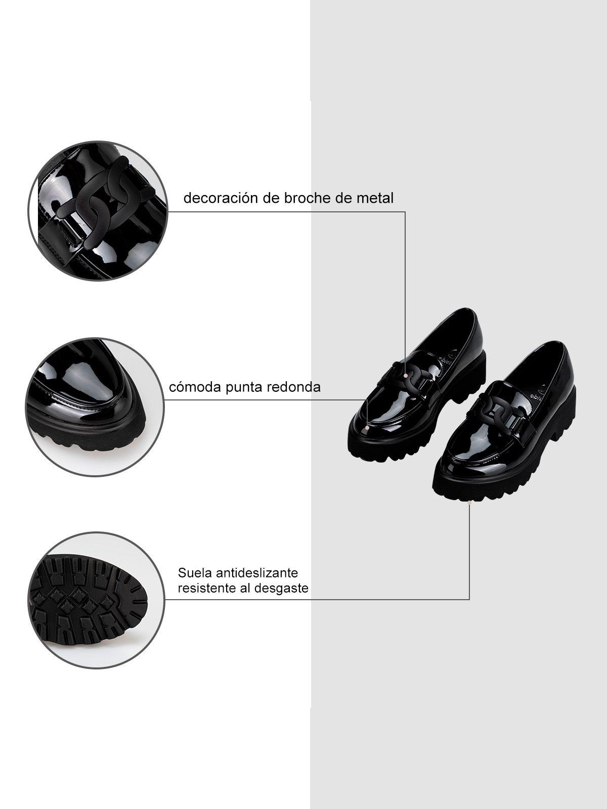 Mocasín Charol Plataforma Negro Casual Mujer Weide QIU288-6