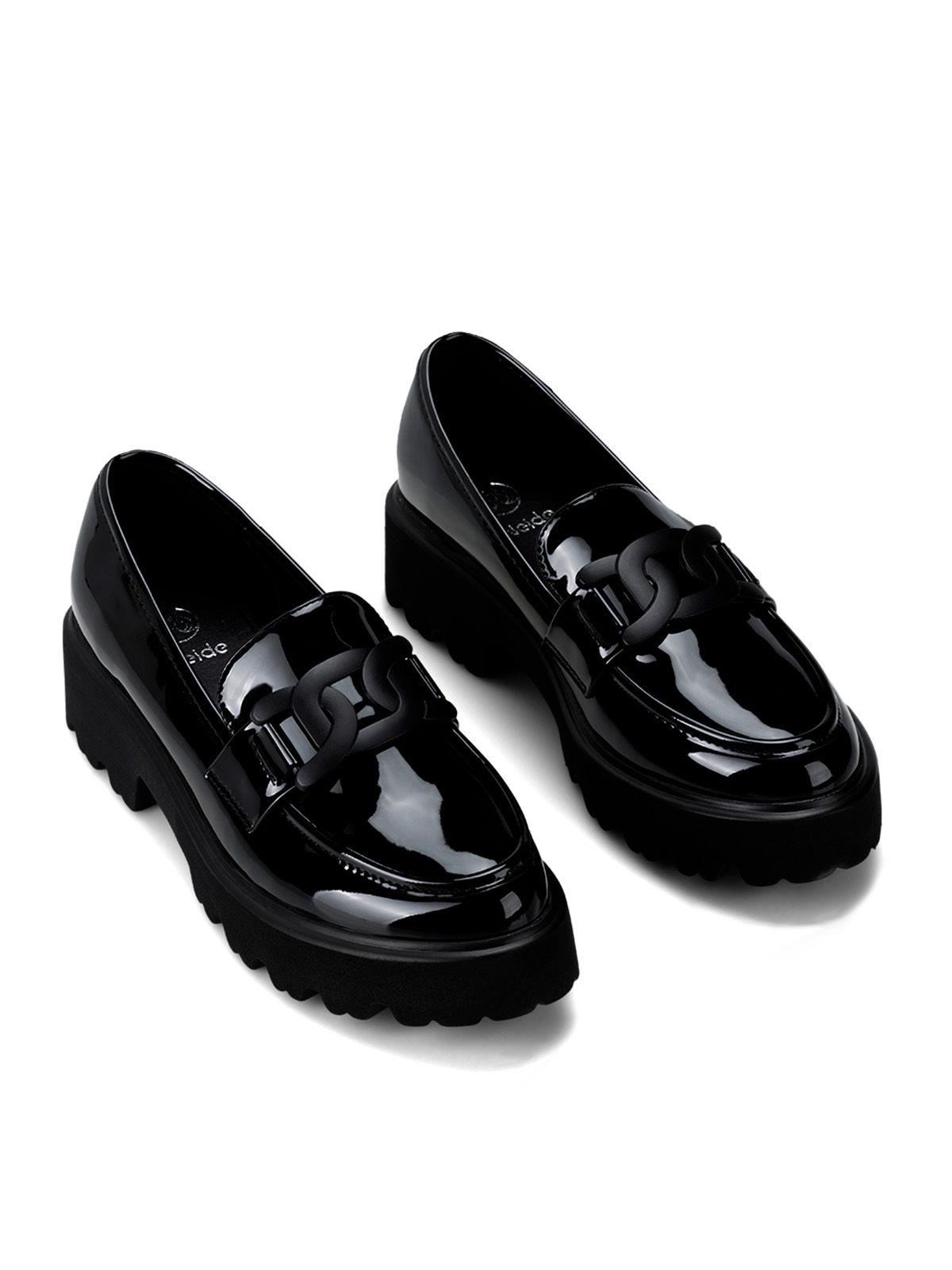 Mocasín Charol Plataforma Negro Casual Mujer Weide QIU288-5