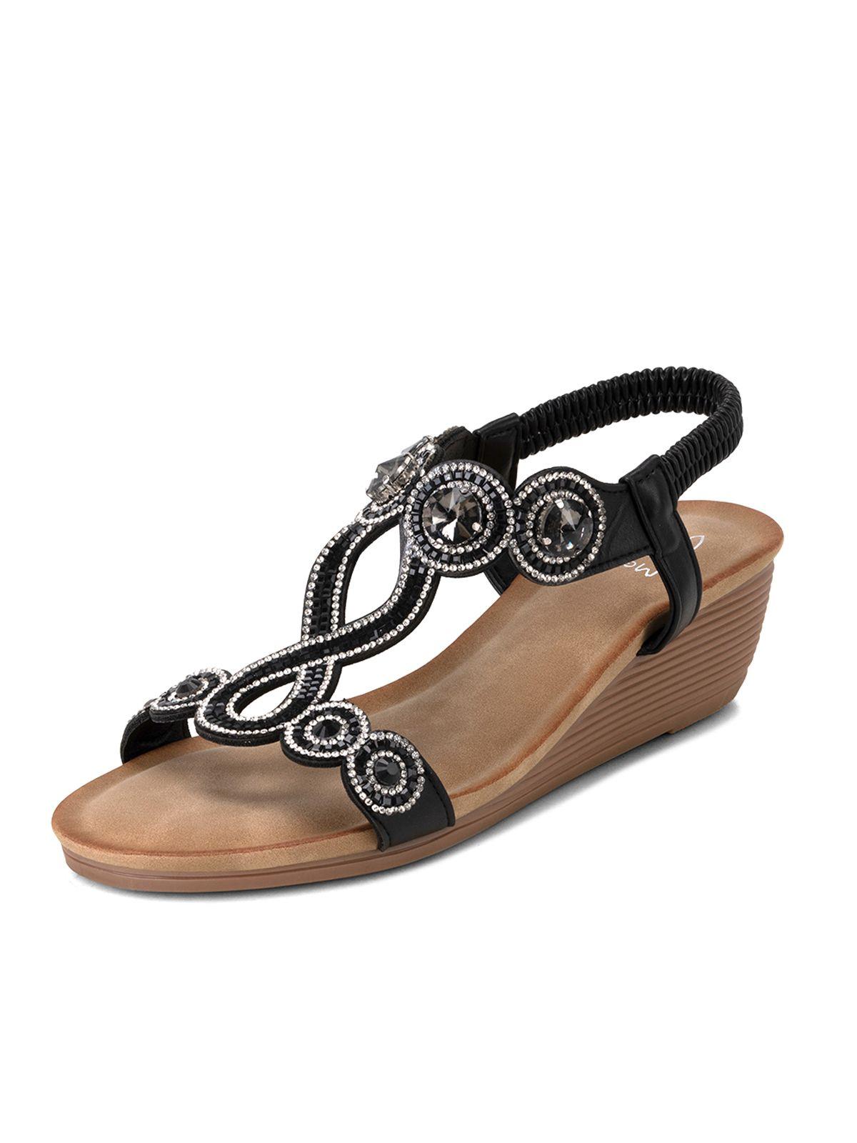 Sandalia Plana Negro Casual JS52 Weide-0