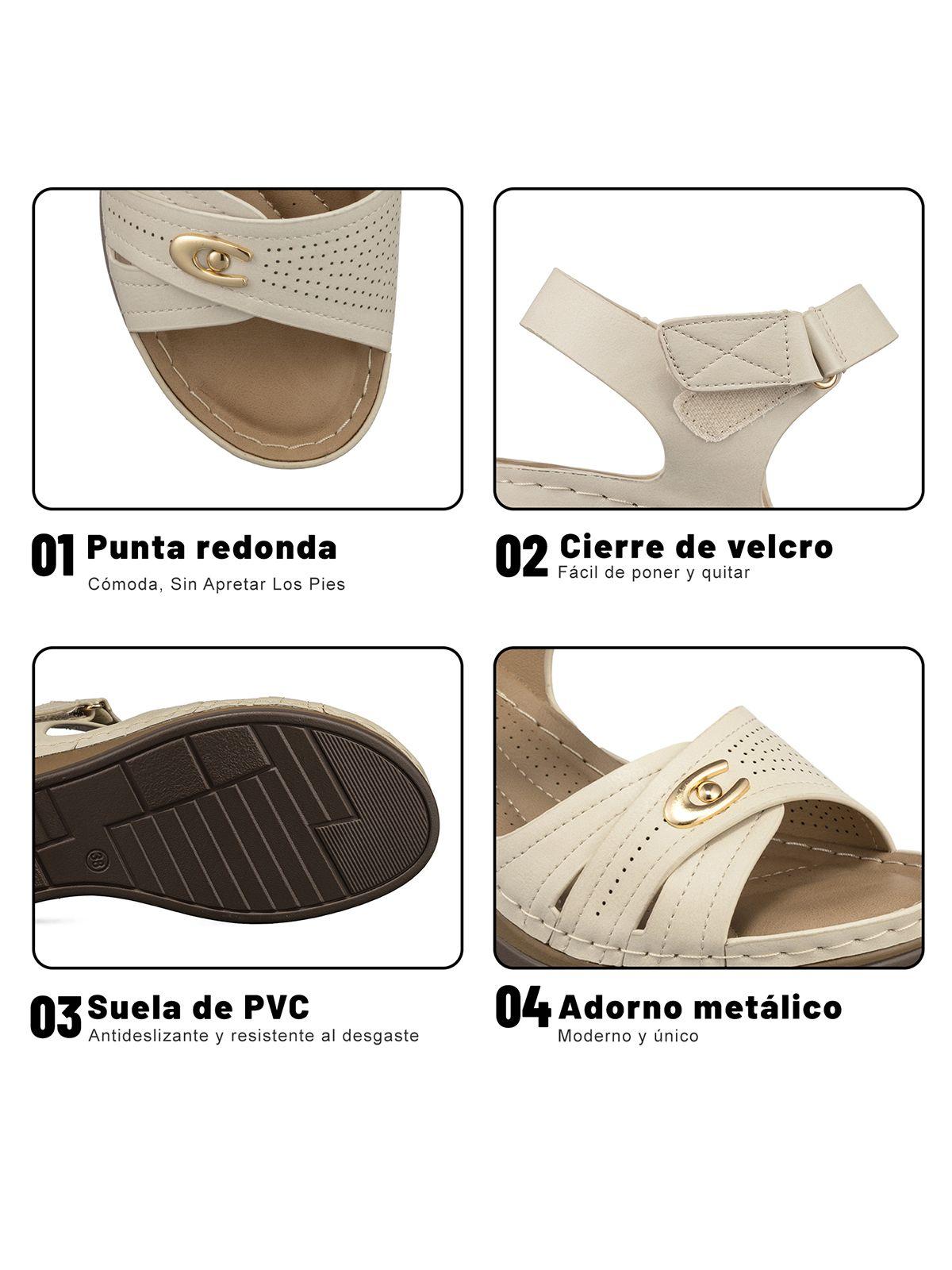Sandalia Casual Con velcro Taco Cuña Mujer Weide JS75-7
