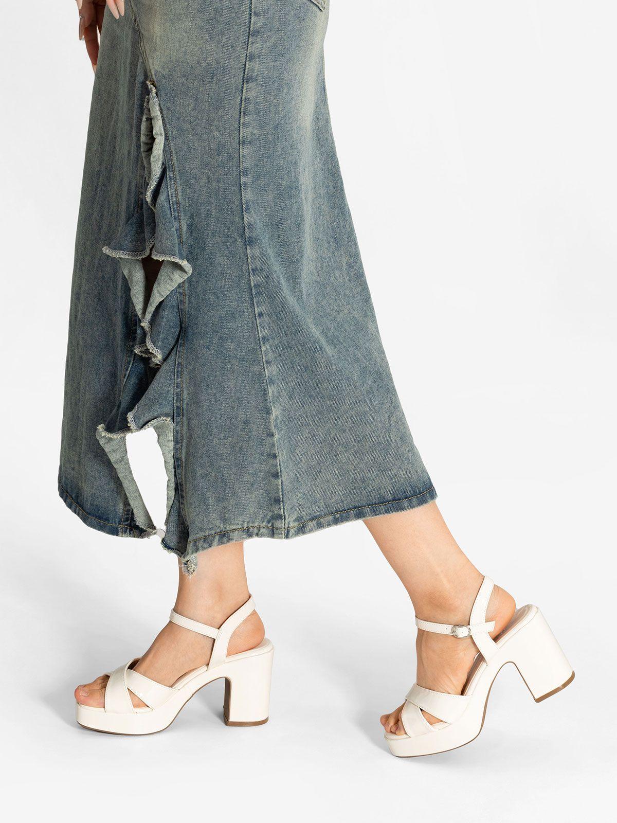 Sandalias Casual Taco Alto Mujer Fiesta Elegante Weide YL86-2