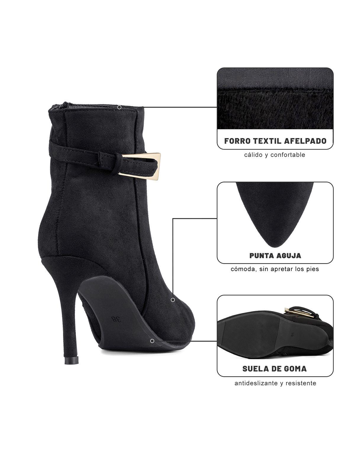 Botín Taco Alto Mujer Casual PU Textil Weide HX530-7