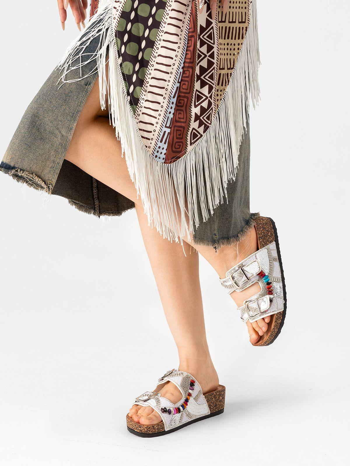 Sandalias Chalas Mujer Vintage Confort Pedrería Weide GH136-2