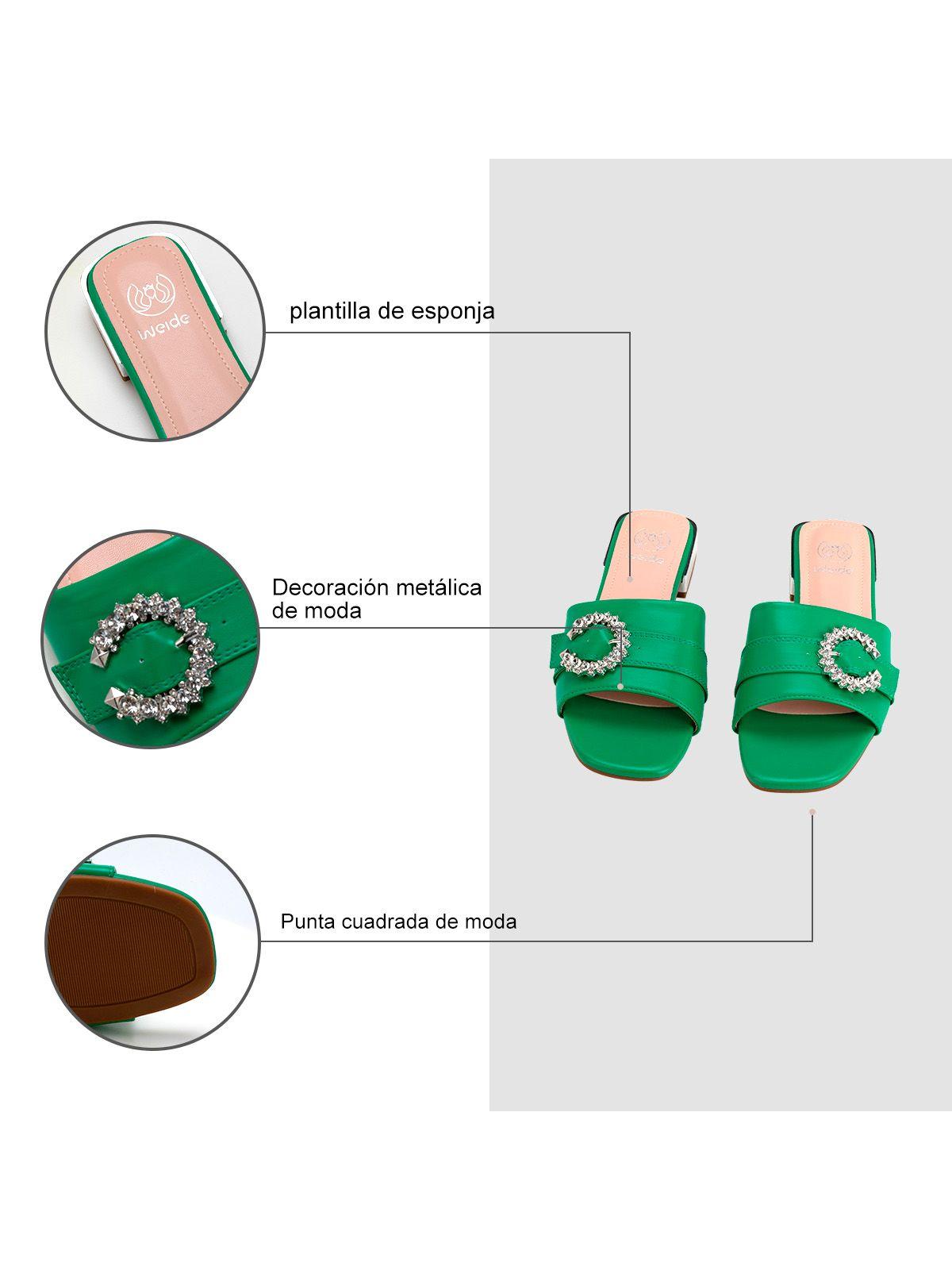 Sandalia Taco Verde Casual QIU306 Weide-5