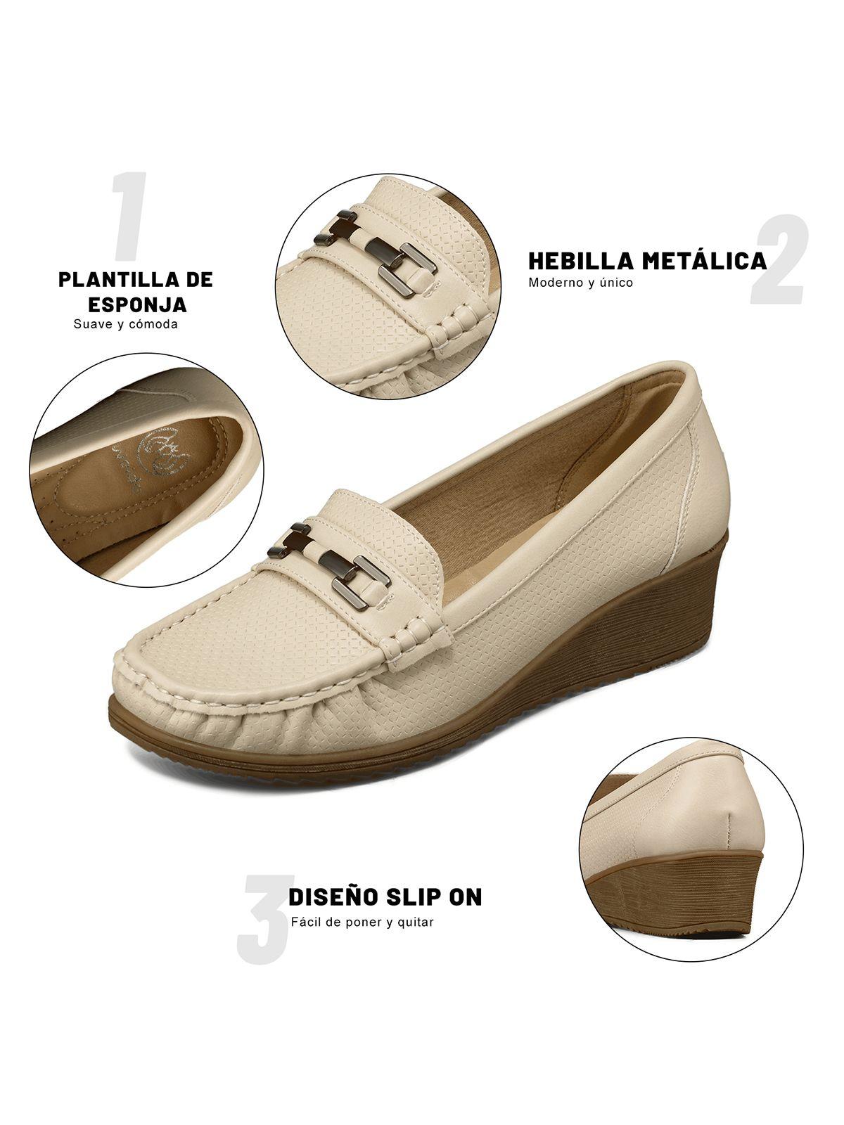 Mocasin Tacon Cuña Clásico Cómodo Casual Mujer Weide JS80-8