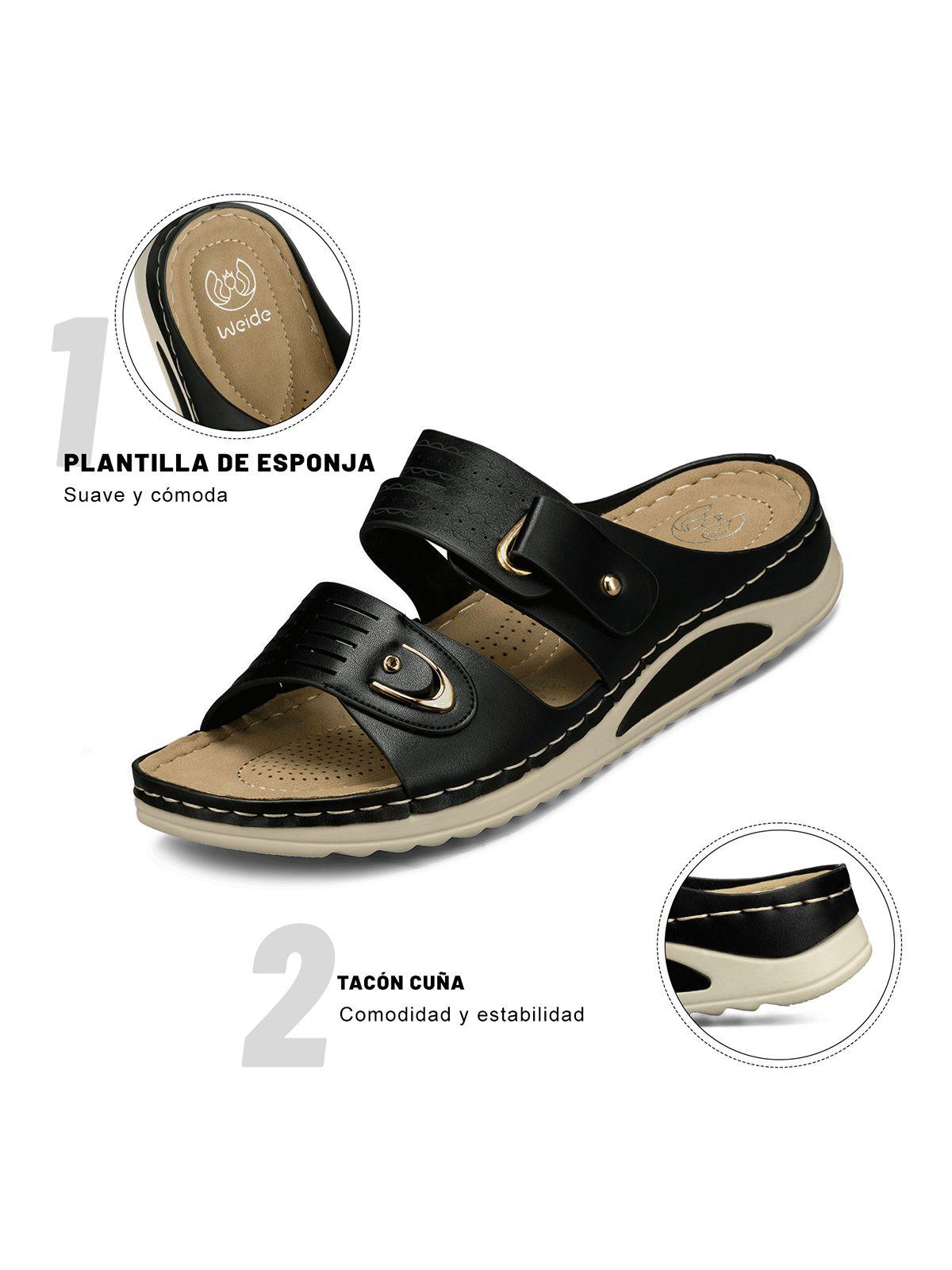 Sandalia Estilo Chala Taco Cuña Casual Mujer Weide Jn722-9