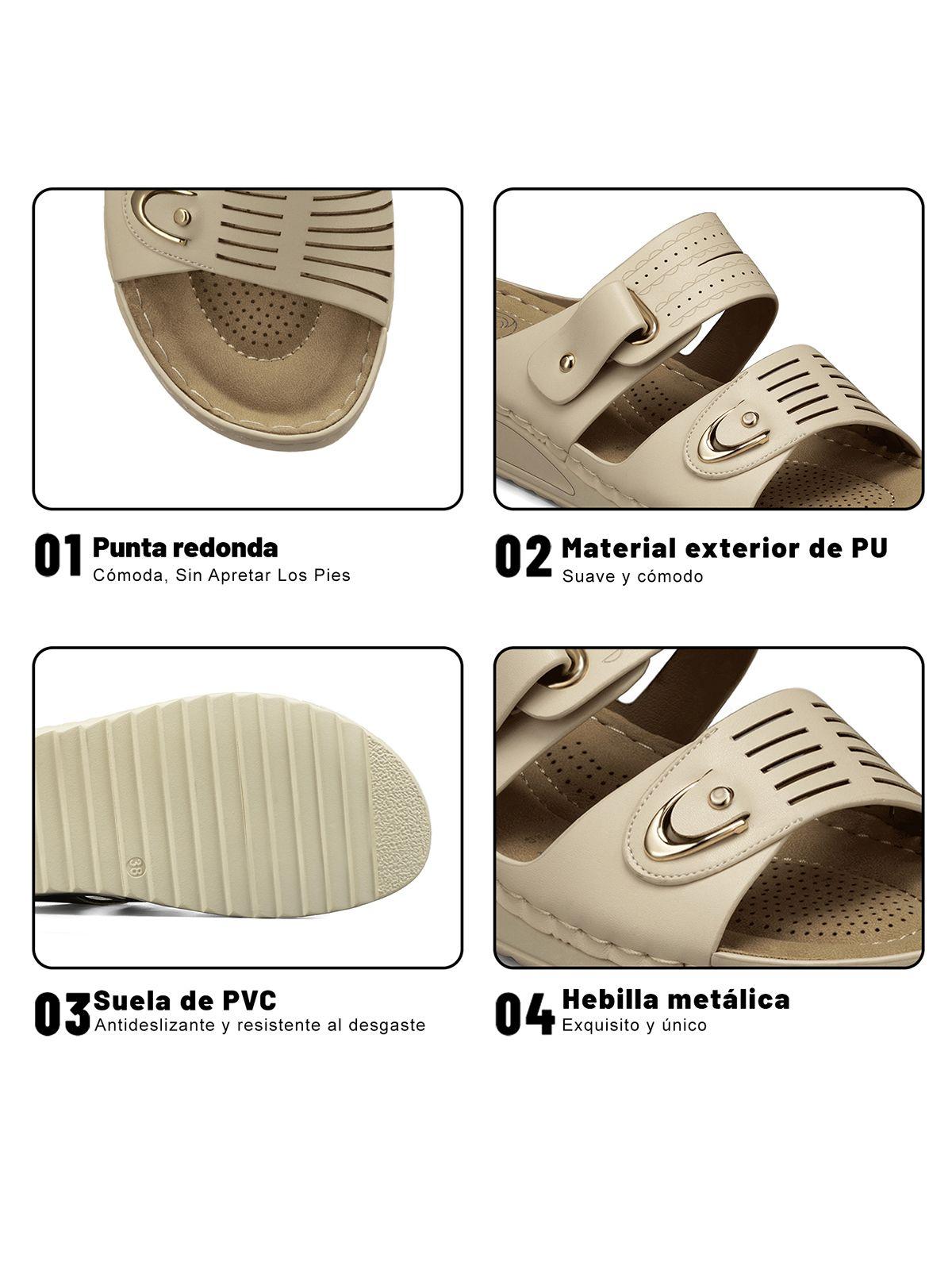 Sandalia Estilo Chala Taco Cuña Casual Mujer Weide Jn722-8