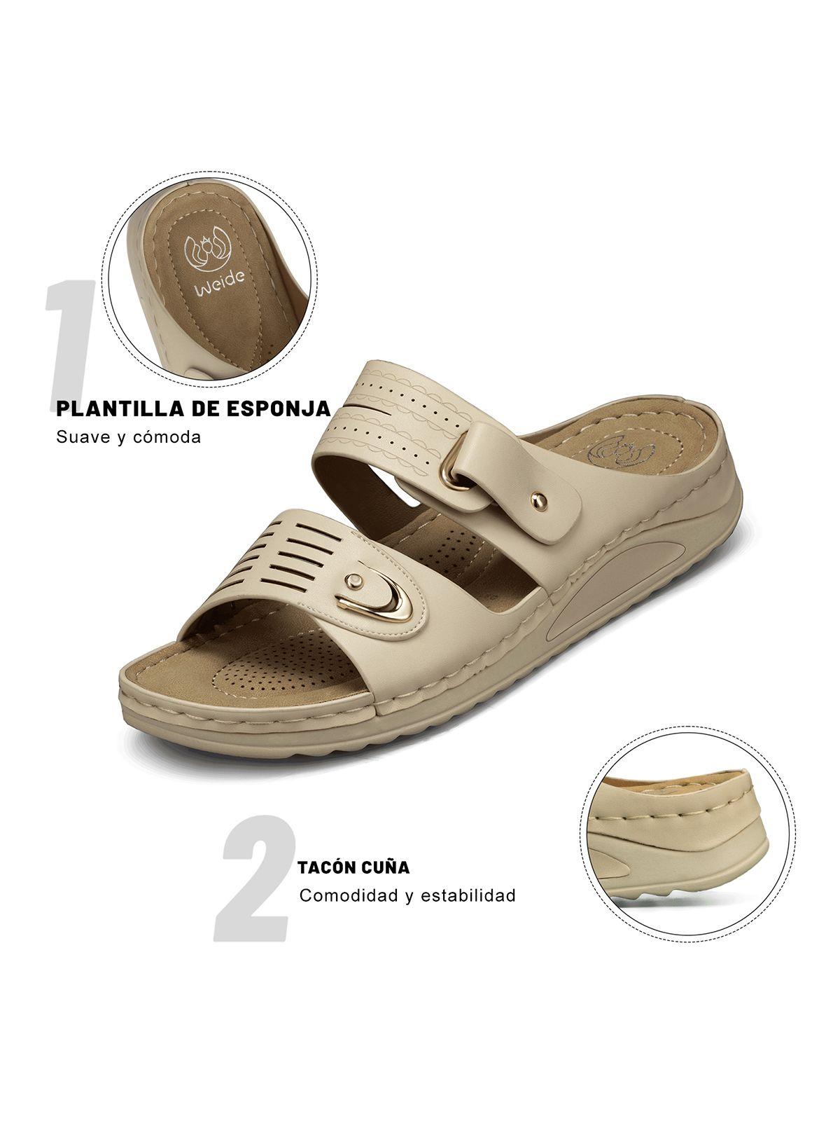 Sandalia Estilo Chala Taco Cuña Casual Mujer Weide Jn722-9