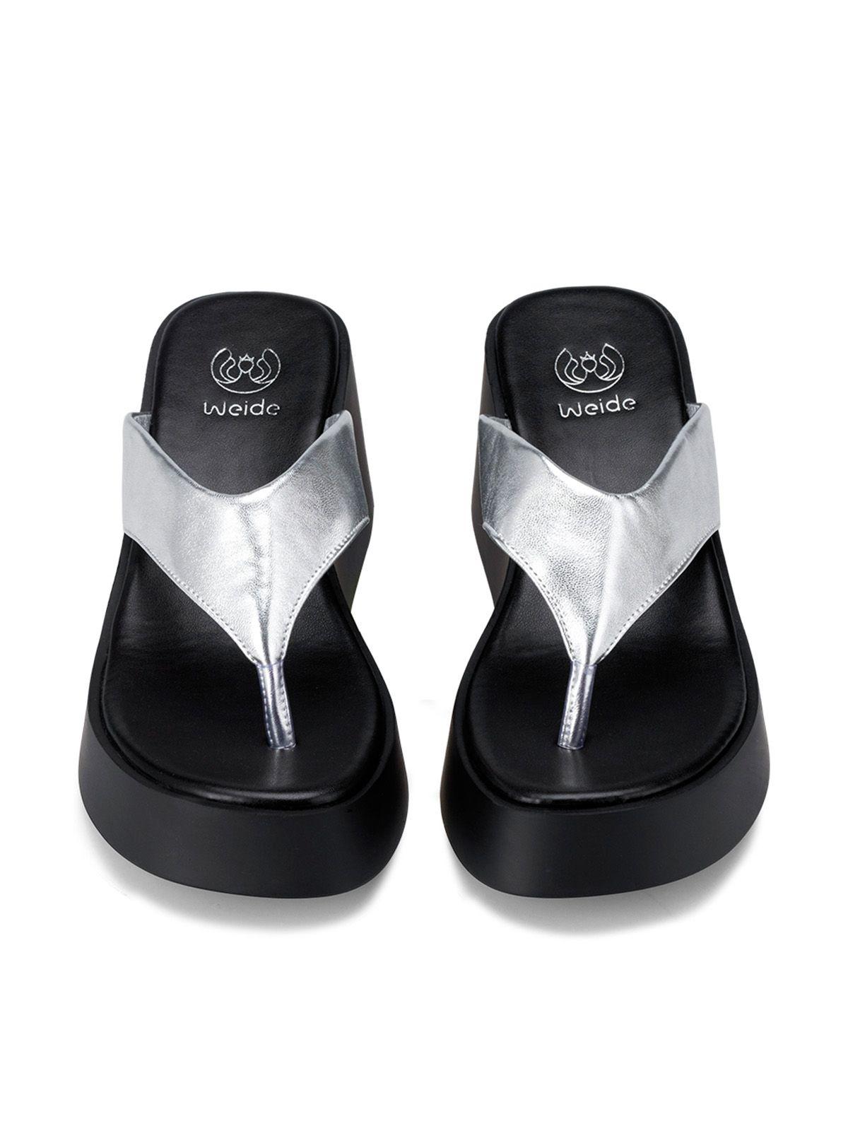 Sandalia Plataforma Plateado Casual QIU329 Weide-2