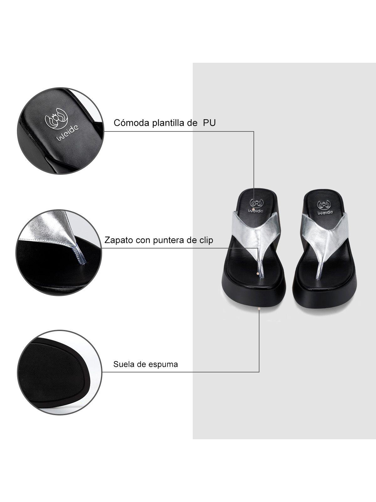 Sandalia Plataforma Plateado Casual QIU329 Weide-5