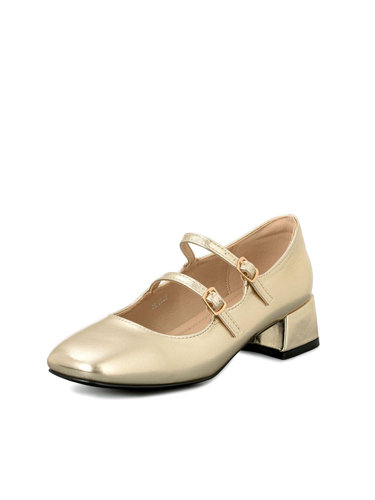 Zapatos Mary Jane Charol  Dorado Taco Mujer Weide YL66-0