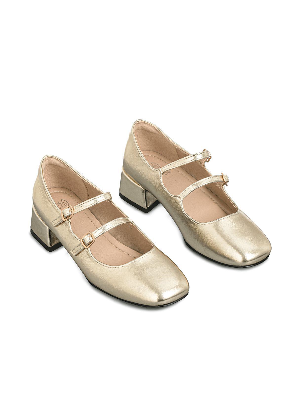 Zapatos Mary Jane Charol  Dorado Taco Mujer Weide YL66-2