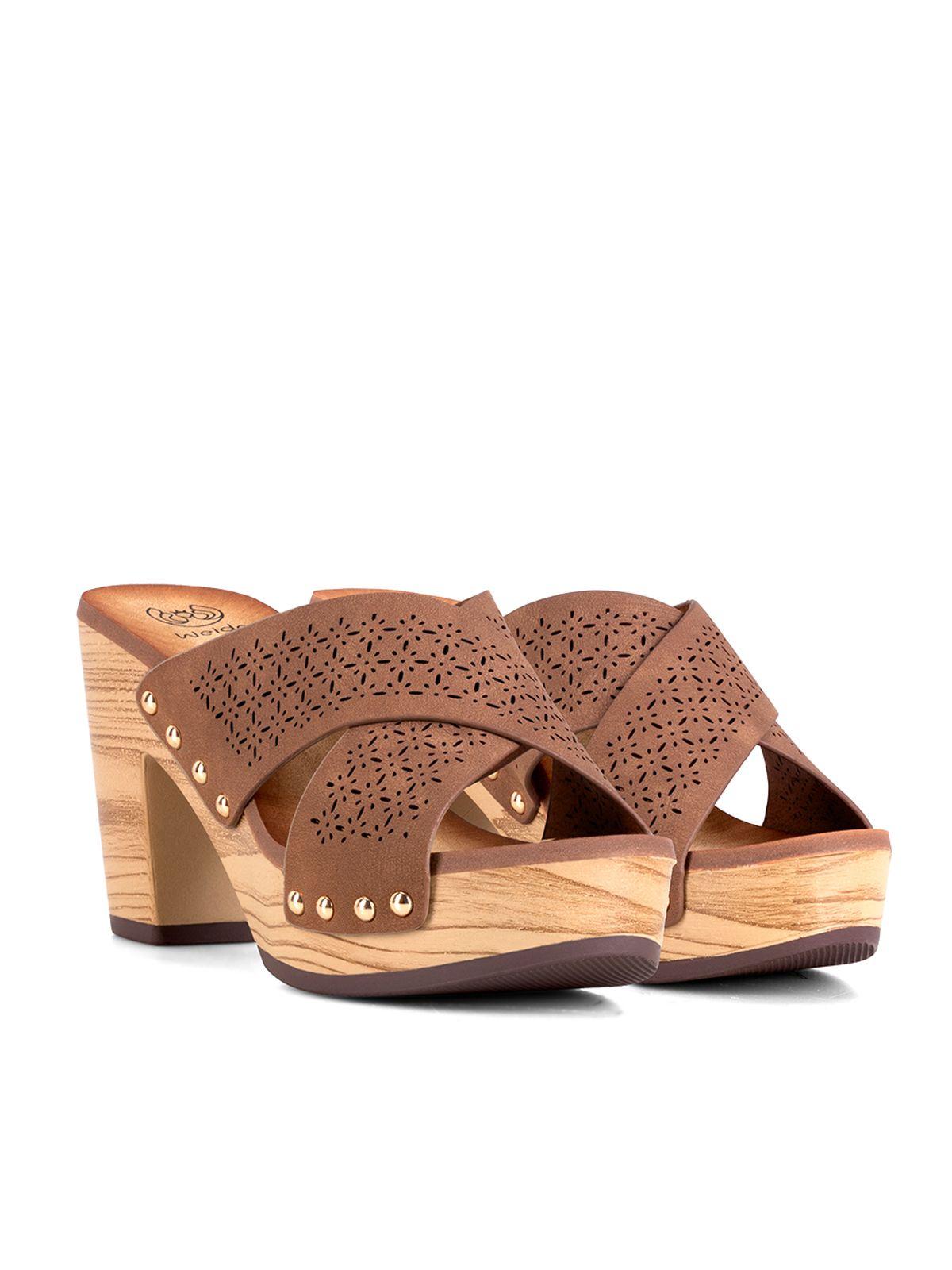 Sandalia Plataforma Camel Casual JS59 Weide-2