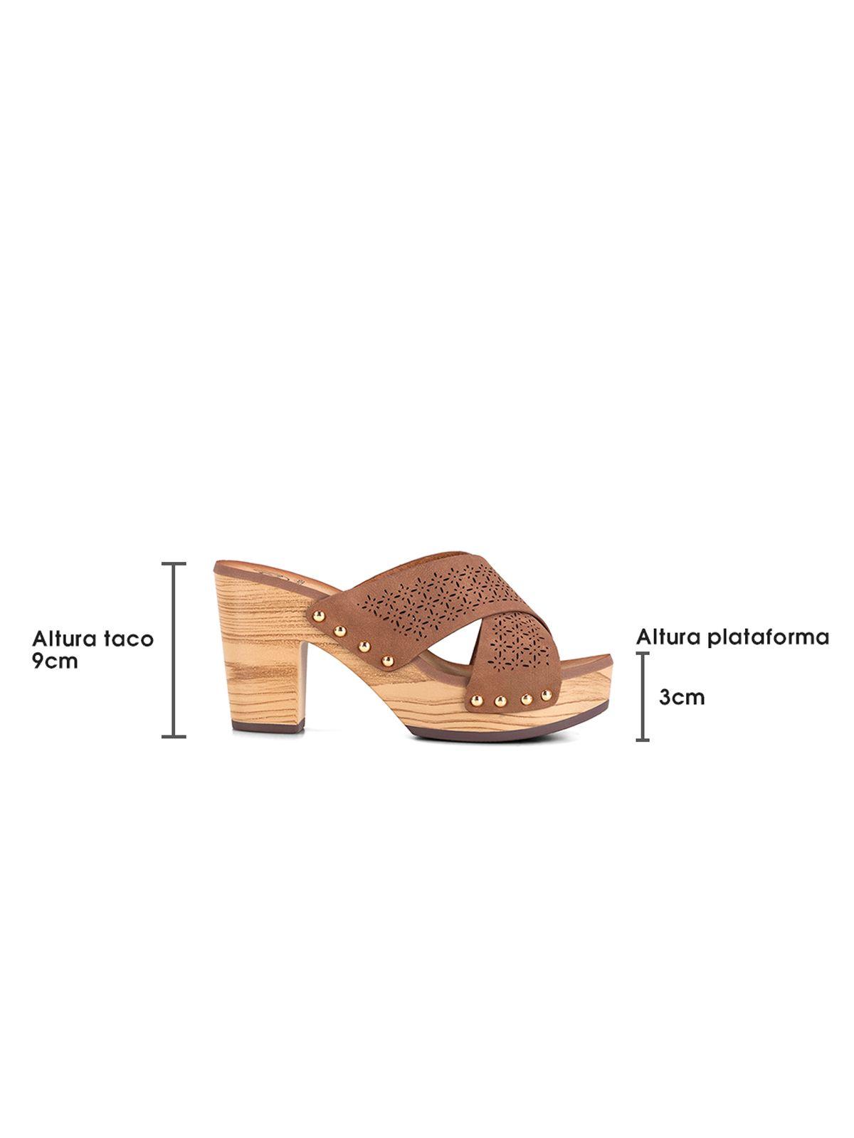 Sandalia Plataforma Camel Casual JS59 Weide-4